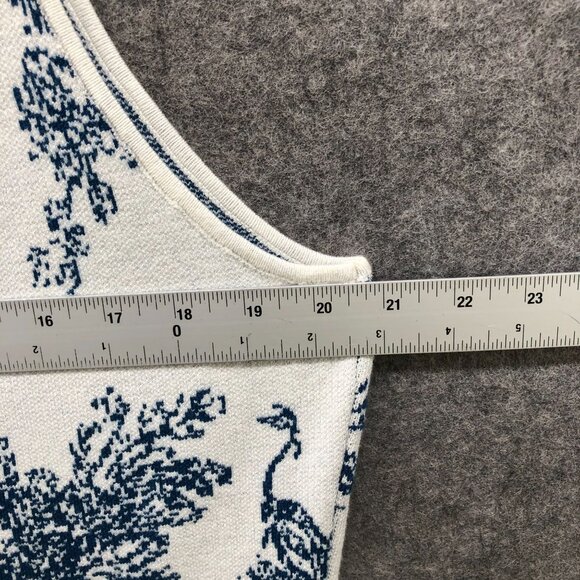 NWT Cider Toile de Jouy Knit Tank Sweater Dress 3XL White Blue Cami Midi - Picture 8 of 11
